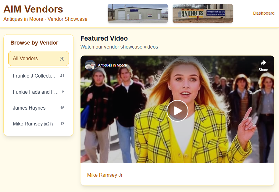 AIM Vendors website screenshot